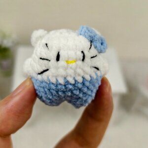Handmade Amigurumi Crochet Blue Little Kitty Plushie